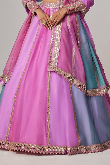 Vvani By Vani Vats Multi Color Organza, Georgette Gota Patti, Mauve Multicolor Linear Lehenga Set Online at Aza Fashions Vvani By Vani Vats_Multi Color Organza, Georgette Gota Patti, Mauve Multicolor Linear Lehenga Set _Online_at_Aza_Fashions