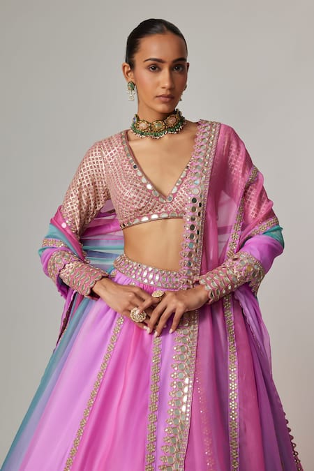 Buy Vvani By Vani Vats Multi Color Organza, Georgette Gota Patti, Mauve Multicolor Linear Lehenga Set Online at Aza Fashions Buy_Vvani By Vani Vats_Multi Color Organza, Georgette Gota Patti, Mauve Multicolor Linear Lehenga Set _Online_at_Aza_Fashions