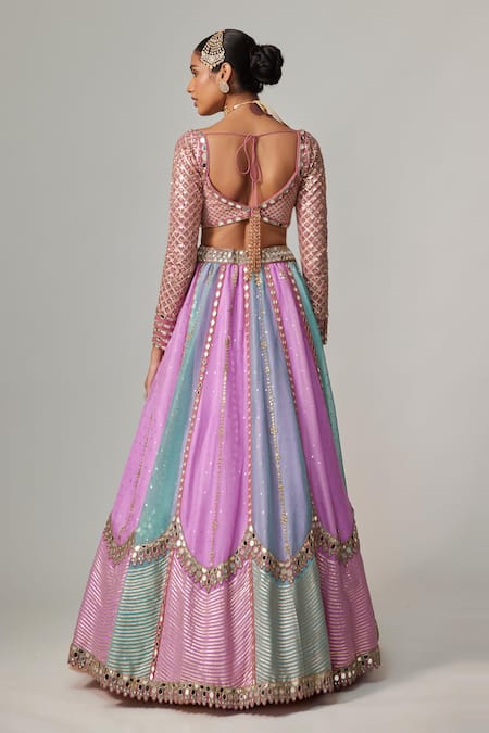 Shop Vvani By Vani Vats Multi Color Organza, Georgette Gota Patti, Multicolor Embroidered Lehenga Set at Aza Fashions Shop_Vvani By Vani Vats_Multi Color Organza, Georgette Gota Patti, Multicolor Embroidered Lehenga Set _at_Aza_Fashions