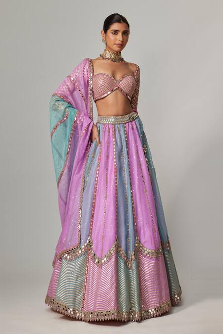 Buy Vvani By Vani Vats Multi Color Organza, Georgette Gota Patti, Multicolor Embroidered Lehenga Set Online at Aza Fashions Buy_Vvani By Vani Vats_Multi Color Organza, Georgette Gota Patti, Multicolor Embroidered Lehenga Set _Online_at_Aza_Fashions