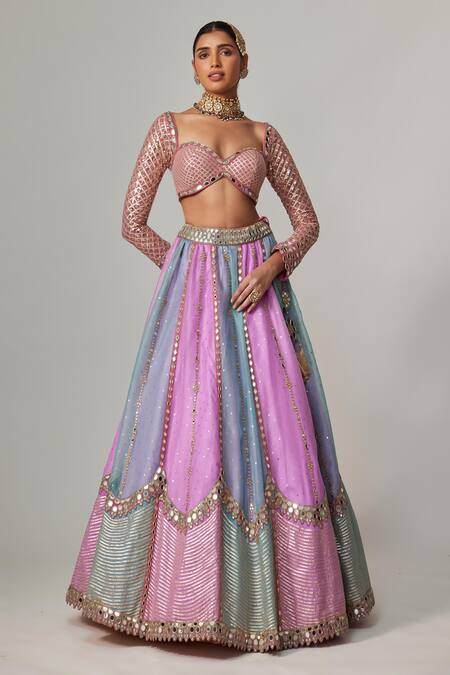 Vvani By Vani Vats Multi Color Organza, Georgette Gota Patti, Multicolor Embroidered Lehenga Set at Aza Fashions Vvani By Vani Vats_Multi Color Organza, Georgette Gota Patti, Multicolor Embroidered Lehenga Set _at_Aza_Fashions