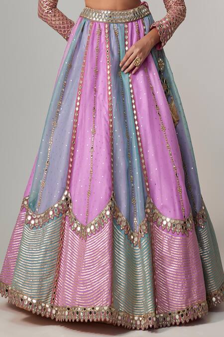 Buy Vvani By Vani Vats Multi Color Organza, Georgette Gota Patti, Multicolor Embroidered Lehenga Set Buy_Vvani By Vani Vats_Multi Color Organza, Georgette Gota Patti, Multicolor Embroidered Lehenga Set