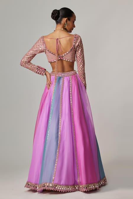 Shop Vvani By Vani Vats Multi Color Organza, Georgette Gota Patti Mauve Multicolor Linear Lehenga Set at Aza Fashions Shop_Vvani By Vani Vats_Multi Color Organza, Georgette Gota Patti Mauve Multicolor Linear Lehenga Set _at_Aza_Fashions