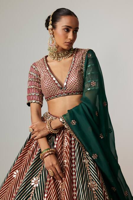 Vvani By Vani Vats Multi Color Georgette, Organza Cranberry Multicolor Linear Flower Lehenga Set Online at Aza Fashions Vvani By Vani Vats_Multi Color Georgette, Organza Cranberry Multicolor Linear Flower Lehenga Set _Online_at_Aza_Fashions