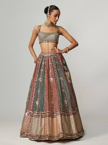 Vvani By Vani Vats Multi Color Georgette, Organza Cranberry Multicolor Linear Flower Lehenga Set Online at Aza Fashions Vvani By Vani Vats_Multi Color Georgette, Organza Cranberry Multicolor Linear Flower Lehenga Set _Online_at_Aza_Fashions