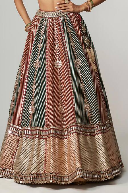 Vvani By Vani Vats Multi Color Georgette, Organza Cranberry Multicolor Linear Flower Lehenga Set at Aza Fashions Vvani By Vani Vats_Multi Color Georgette, Organza Cranberry Multicolor Linear Flower Lehenga Set _at_Aza_Fashions