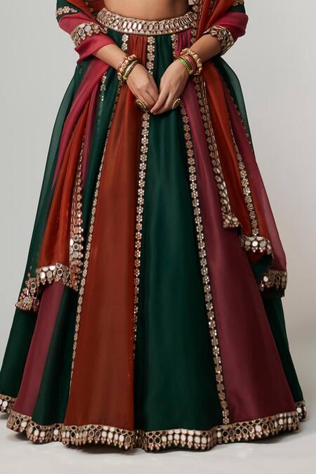 Vvani By Vani Vats Multi Color Organza, Georgette Gota Cranberry Multicolor Linear Lehenga Set Online at Aza Fashions Vvani By Vani Vats_Multi Color Organza, Georgette Gota Cranberry Multicolor Linear Lehenga Set _Online_at_Aza_Fashions