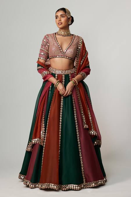 Buy Vvani By Vani Vats Multi Color Organza, Georgette Gota Cranberry Multicolor Linear Lehenga Set Online at Aza Fashions Buy_Vvani By Vani Vats_Multi Color Organza, Georgette Gota Cranberry Multicolor Linear Lehenga Set _Online_at_Aza_Fashions