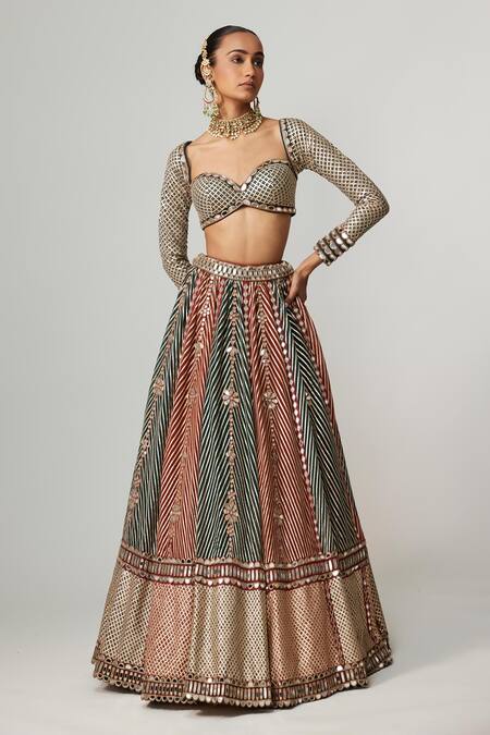 Buy Vvani By Vani Vats Multi Color Georgette, Organza Gota Patti, Cranberry Flower Linear Lehenga Set Online at Aza Fashions Buy_Vvani By Vani Vats_Multi Color Georgette, Organza Gota Patti, Cranberry Flower Linear Lehenga Set _Online_at_Aza_Fashions