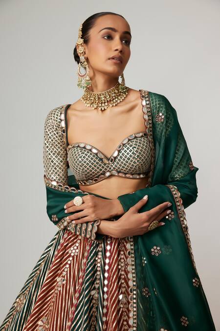 Vvani By Vani Vats Multi Color Georgette, Organza Gota Patti, Cranberry Flower Linear Lehenga Set at Aza Fashions Vvani By Vani Vats_Multi Color Georgette, Organza Gota Patti, Cranberry Flower Linear Lehenga Set _at_Aza_Fashions