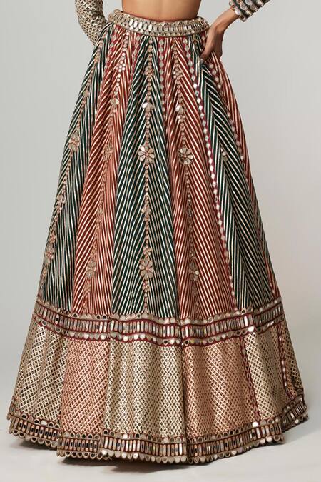 Buy Vvani By Vani Vats Multi Color Georgette, Organza Gota Patti, Cranberry Flower Linear Lehenga Set Buy_Vvani By Vani Vats_Multi Color Georgette, Organza Gota Patti, Cranberry Flower Linear Lehenga Set