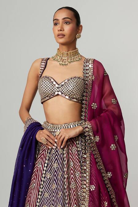 Vvani By Vani Vats Multi Color Georgette, Organza Gota Patti Teal Wine Multicolor Lehenga Set Online at Aza Fashions Vvani By Vani Vats_Multi Color Georgette, Organza Gota Patti Teal Wine Multicolor Lehenga Set _Online_at_Aza_Fashions