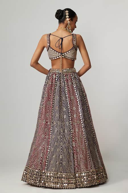 Vvani By Vani Vats Teal Wine Multicolor Lehenga Set 