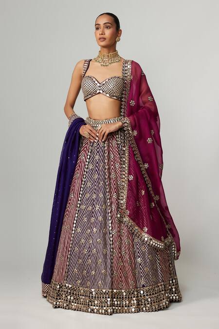 Buy Vvani By Vani Vats Multi Color Georgette, Organza Gota Patti Teal Wine Multicolor Lehenga Set Online at Aza Fashions Buy_Vvani By Vani Vats_Multi Color Georgette, Organza Gota Patti Teal Wine Multicolor Lehenga Set _Online_at_Aza_Fashions