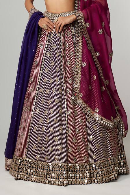 Vvani By Vani Vats Multi Color Georgette, Organza Gota Patti Teal Wine Multicolor Lehenga Set at Aza Fashions Vvani By Vani Vats_Multi Color Georgette, Organza Gota Patti Teal Wine Multicolor Lehenga Set _at_Aza_Fashions