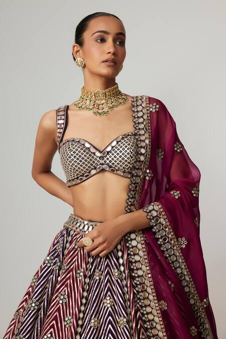 Buy Vvani By Vani Vats Multi Color Georgette, Organza Gota Patti, Teal Wine Multicolor Lehenga Set Online at Aza Fashions Buy_Vvani By Vani Vats_Multi Color Georgette, Organza Gota Patti, Teal Wine Multicolor Lehenga Set _Online_at_Aza_Fashions