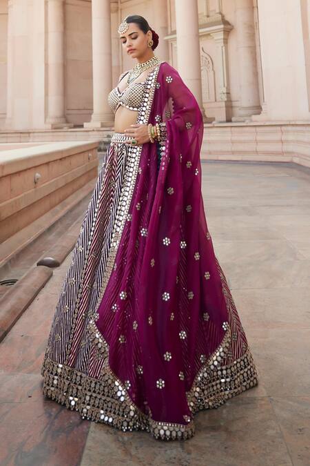 Shop Vvani By Vani Vats Multi Color Georgette, Organza Gota Patti, Teal Wine Multicolor Lehenga Set Online at Aza Fashions Shop_Vvani By Vani Vats_Multi Color Georgette, Organza Gota Patti, Teal Wine Multicolor Lehenga Set _Online_at_Aza_Fashions