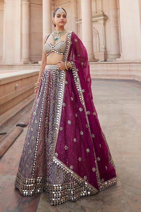 Vvani By Vani Vats Multi Color Georgette, Organza Gota Patti, Teal Wine Multicolor Lehenga Set at Aza Fashions Vvani By Vani Vats_Multi Color Georgette, Organza Gota Patti, Teal Wine Multicolor Lehenga Set _at_Aza_Fashions