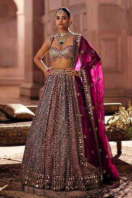 Buy Vvani By Vani Vats Multi Color Georgette, Organza Gota Patti, Teal Wine Multicolor Lehenga Set Buy_Vvani By Vani Vats_Multi Color Georgette, Organza Gota Patti, Teal Wine Multicolor Lehenga Set