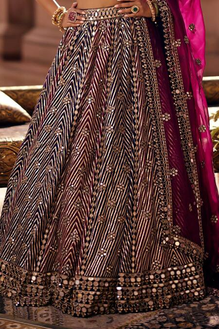 Shop Vvani By Vani Vats Multi Color Georgette, Organza Gota Patti, Teal Wine Multicolor Lehenga Set Shop_Vvani By Vani Vats_Multi Color Georgette, Organza Gota Patti, Teal Wine Multicolor Lehenga Set