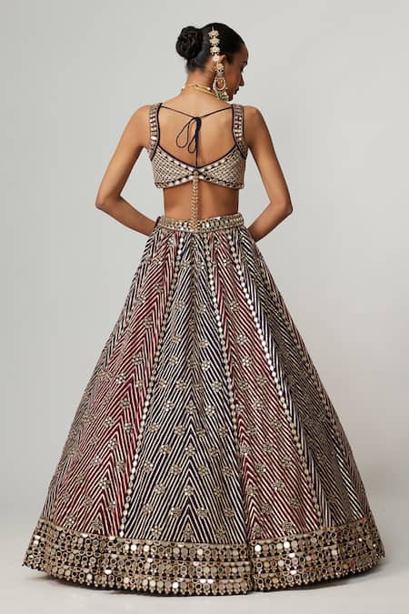 Vvani By Vani Vats Teal Wine Multicolor Lehenga Set 