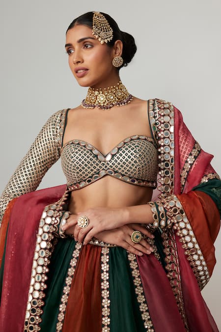 Vvani By Vani Vats Multi Color Organza, Georgette Gota Patti, Multicolor Linear Lehenga Set Online at Aza Fashions Vvani By Vani Vats_Multi Color Organza, Georgette Gota Patti, Multicolor Linear Lehenga Set _Online_at_Aza_Fashions