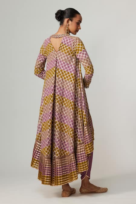 Shop_Vvani By Vani Vats_Multi Color Georgette, Crepe Sequins Round Neck Multicolor Dhoti Kurta Set _at_Aza_Fashions