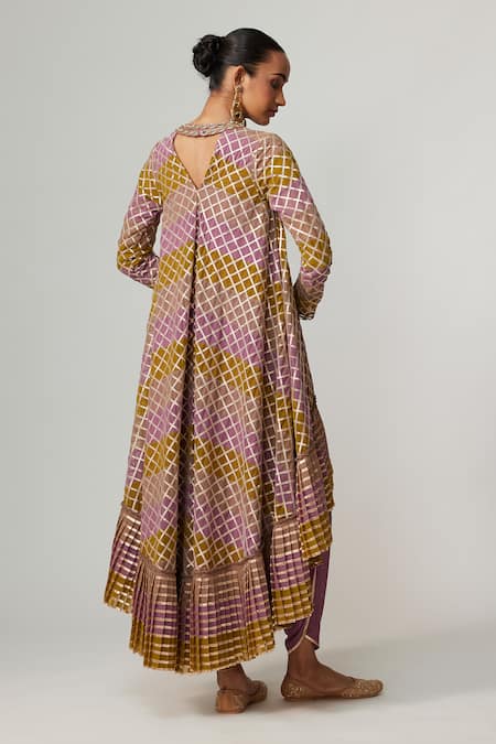 Shop_Vvani By Vani Vats_Multi Color Georgette, Crepe, Organza Gota Patti, Multicolor Dhoti Kurta Set _at_Aza_Fashions