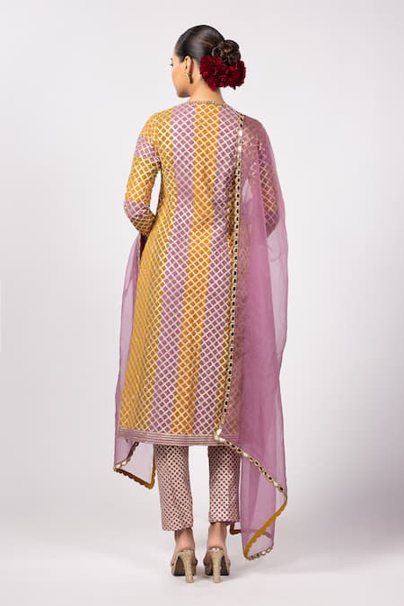 Shop_Vvani By Vani Vats_Multi Color Georgette, Organza Gota Patti Multicolor Kurta Set With Dupatta _at_Aza_Fashions