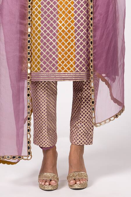 Buy_Vvani By Vani Vats_Multi Color Georgette, Organza Gota Patti Multicolor Kurta Set With Dupatta _Online_at_Aza_Fashions