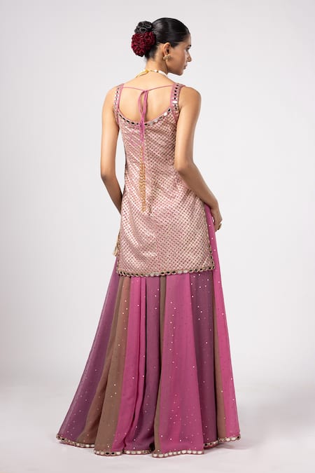 Vvani By Vani Vats Dark Blush Kurta Lehenga Set 