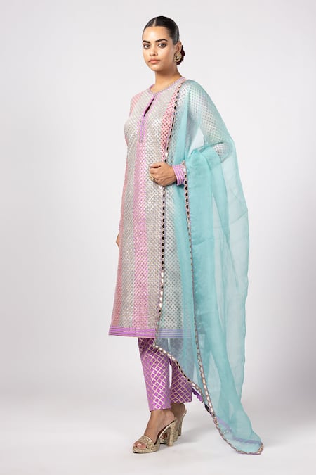Vvani By Vani Vats Multicolor Aqua Kurta Set 