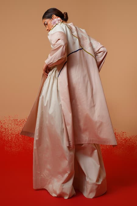 Shop Stoique Pink Cotton Designer Grey Palazzo Pant at Aza Fashions Shop_Stoique_Pink Cotton Designer Grey Palazzo Pant _at_Aza_Fashions