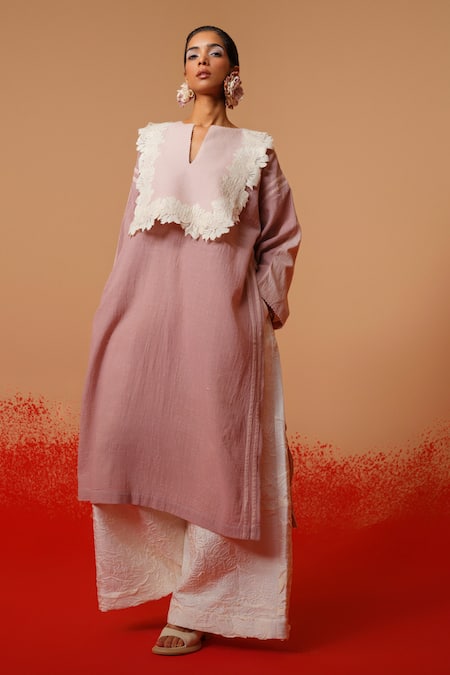 Stoique Designer Rose Pink Long Kurta 