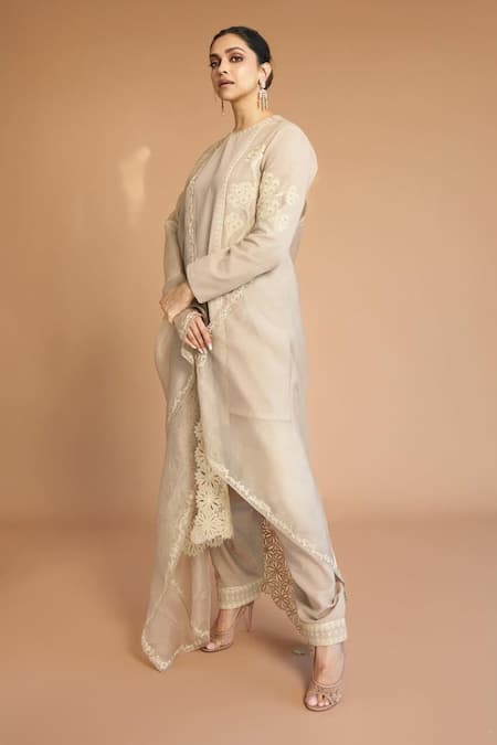 Masaba Beige Handwoven Cotton Kurta Set 