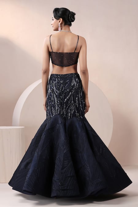 Chaashni By Maansi And Ketan Blue Sequin Embellished Lehenga Set 