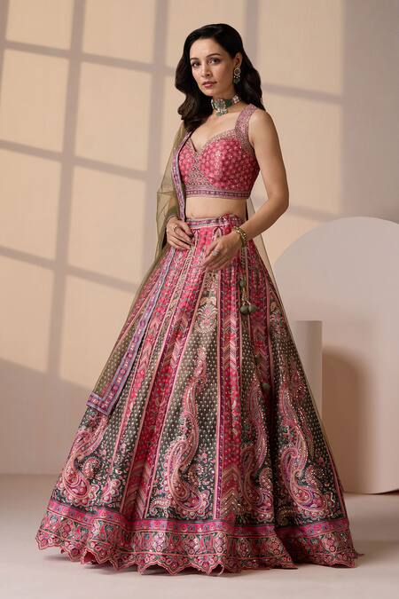 Buy Chaashni By Maansi And Ketan Pink Silk, Net Sequins, Stones, Embroidery Sweetheart Neck Lehenga Set Online at Aza Fashions Buy_Chaashni By Maansi And Ketan_Pink Silk, Net Sequins, Stones, Embroidery Sweetheart Neck Lehenga Set _Online_at_Aza_Fashions