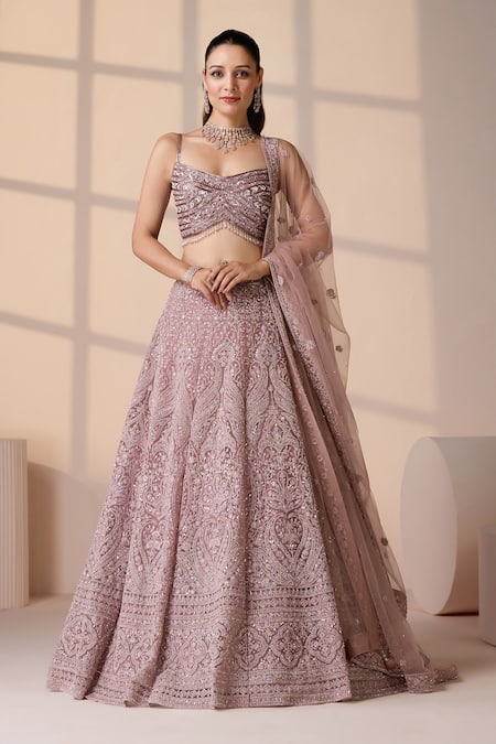 Chaashni by Maansi and Ketan Pink Embroidered Bridal Lehenga Set 