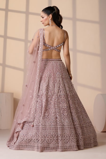 Chaashni By Maansi And Ketan Pink Embroidered Bridal Lehenga Set 