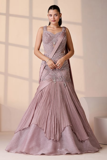 Chaashni by Maansi and Ketan Embellished Pink Organza Gown 