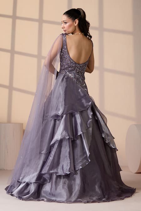Chaashni By Maansi And Ketan Designer Embroidered Purple Gown 