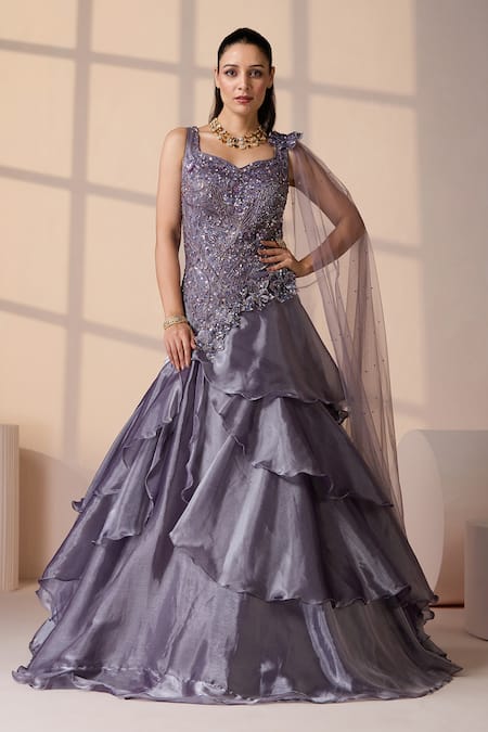 Chaashni by Maansi and Ketan Designer Embroidered Purple Gown 