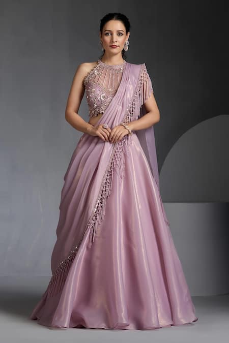Chaashni by Maansi and Ketan Designer Pink Fusion Lehenga Set 