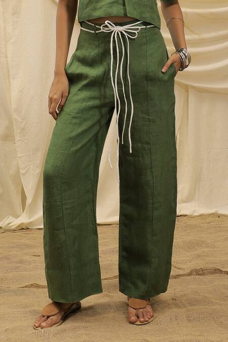 Buy Akashi Clothing Green Linen Embroidery Collared Olive Shirt And Pant Set Online at Aza Fashions Buy_Akashi Clothing_Green Linen Embroidery Collared Olive Shirt And Pant Set_Online_at_Aza_Fashions