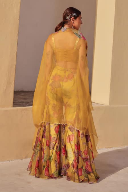 Label Moni K Floral Embroidered Sharara Set 