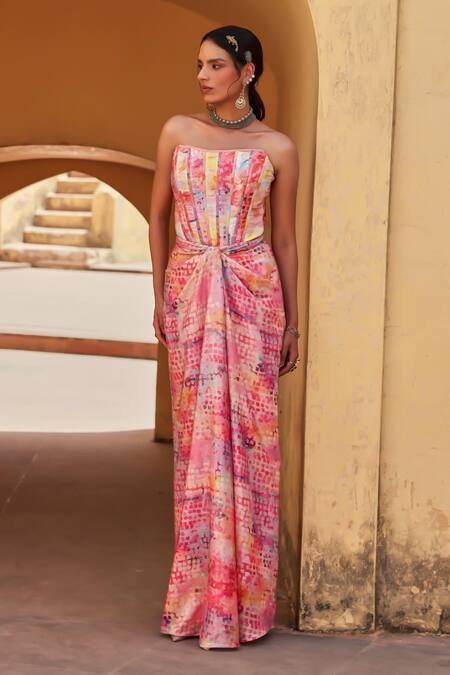 Label Moni K_Multi Color Sequins Embellished Skirt Set _Online_at_Aza_Fashions