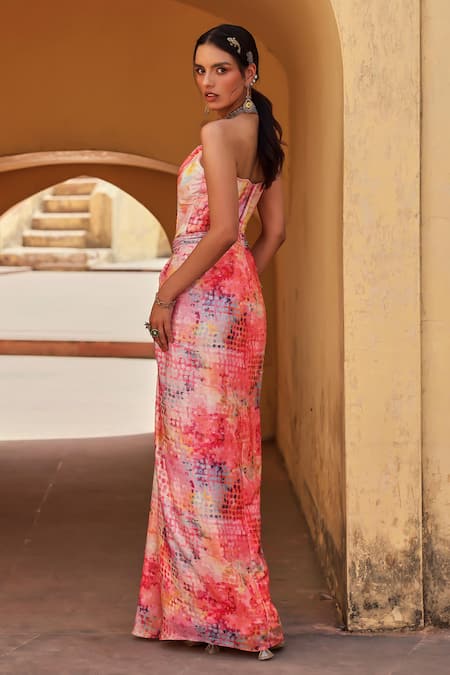 Shop_Label Moni K_Multi Color Sequins Embellished Skirt Set _at_Aza_Fashions