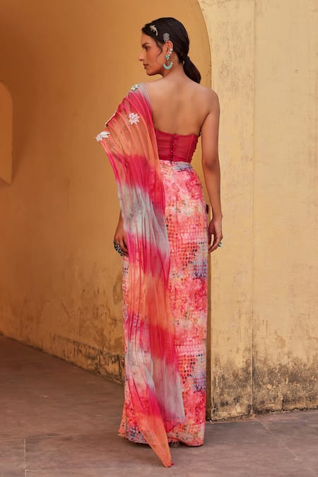 Label Moni K Multi Color Fusion Style Kurta Set 