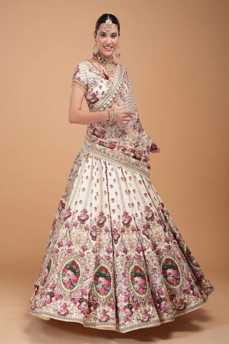 Nirraamyaa Ivory Silk, Viscose, Satin, Organza Rhinestones, Embroidery Round Lehenga Set at Aza Fashions Nirraamyaa_Ivory Silk, Viscose, Satin, Organza Rhinestones, Embroidery Round Lehenga Set _at_Aza_Fashions