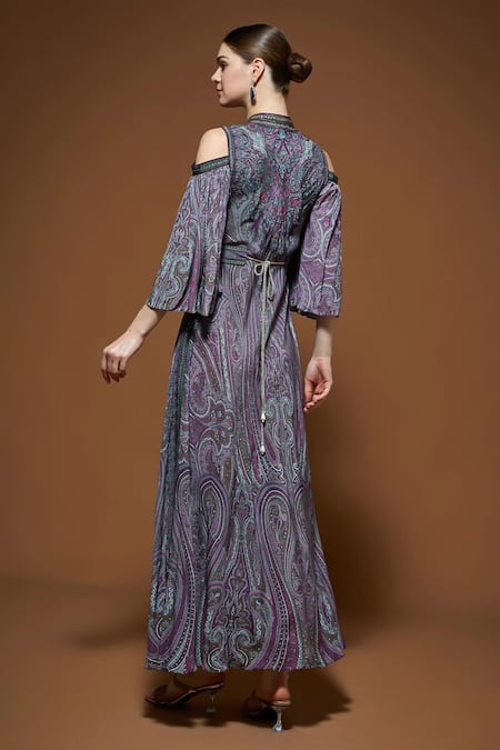 Shop Nirraamyaa Purple Crepe Rhinestones Keyhole Neck Embellished Gown at Aza Fashions Shop_Nirraamyaa_Purple Crepe Rhinestones Keyhole Neck Embellished Gown _at_Aza_Fashions